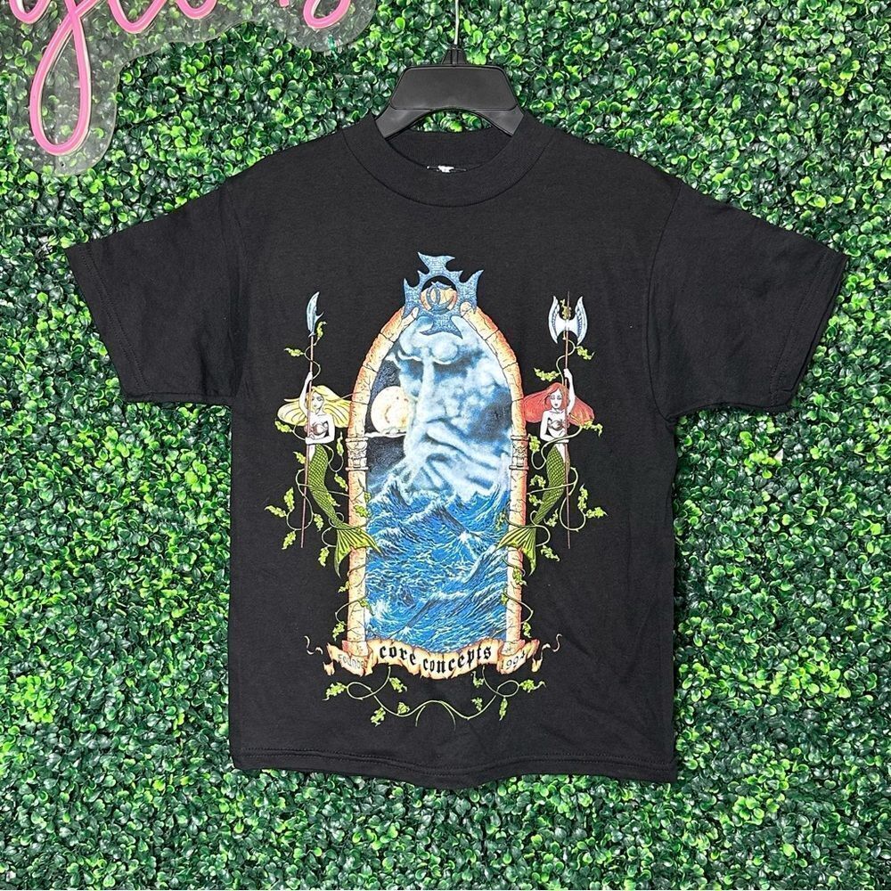 Vintage Boys Fantasy Graphic Mermaids Water Wizard Sz 8